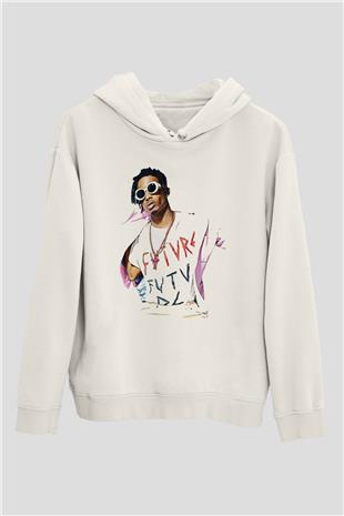 Playboi Carti Baskılı Beyaz Unisex Kapüşonlu Sweatshirt
