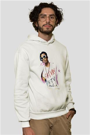 Playboi Carti Baskılı Beyaz Unisex Kapüşonlu Sweatshirt