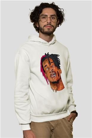 Playboi Carti Baskılı Beyaz Unisex Kapüşonlu Sweatshirt