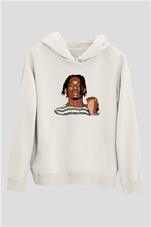 Playboi Carti Baskılı Beyaz Unisex Kapüşonlu Sweatshirt