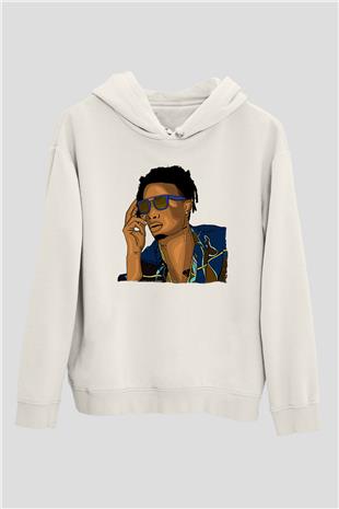 Playboi Carti Baskılı Beyaz Unisex Kapüşonlu Sweatshirt