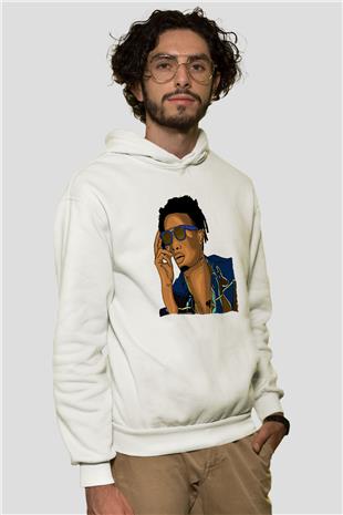 Playboi Carti Baskılı Beyaz Unisex Kapüşonlu Sweatshirt