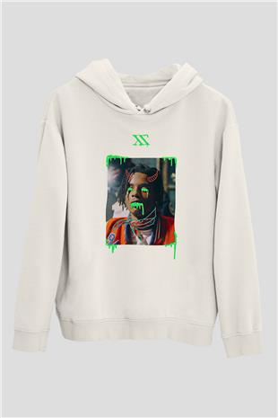 Playboi Carti Baskılı Beyaz Unisex Kapüşonlu Sweatshirt