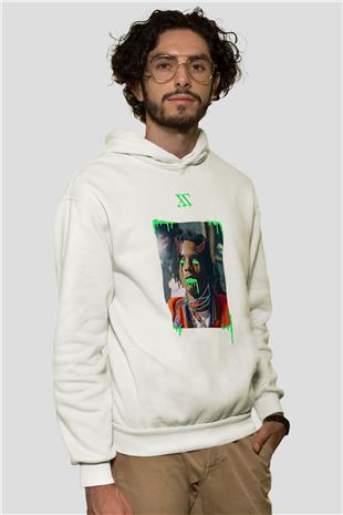 Playboi Carti Baskılı Beyaz Unisex Kapüşonlu Sweatshirt