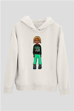 Playboi Carti Baskılı Beyaz Unisex Kapüşonlu Sweatshirt