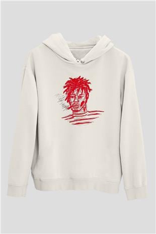Playboi Carti Baskılı Beyaz Unisex Kapüşonlu Sweatshirt