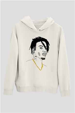 Playboi Carti Baskılı Beyaz Unisex Kapüşonlu Sweatshirt
