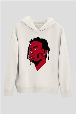 Playboi Carti Baskılı Beyaz Unisex Kapüşonlu Sweatshirt