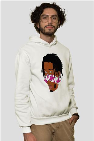 Playboi Carti Baskılı Beyaz Unisex Kapüşonlu Sweatshirt