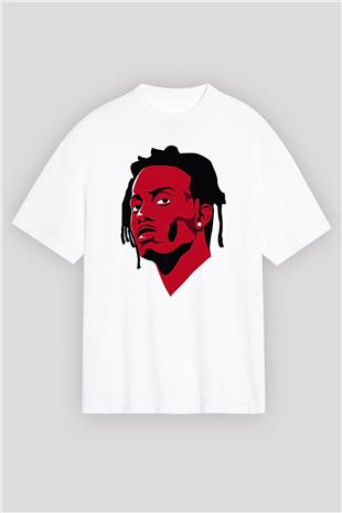 Playboi Carti Baskılı Beyaz Unisex Oversize Tişört - Tshirt
