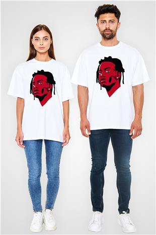 Playboi Carti Baskılı Beyaz Unisex Oversize Tişört - Tshirt