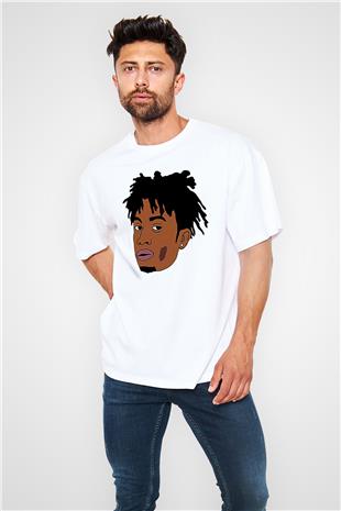 Playboi Carti Baskılı Beyaz Unisex Oversize Tişört - Tshirt