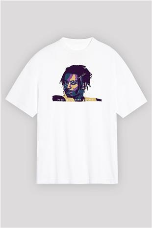 Playboi Carti Baskılı Beyaz Unisex Oversize Tişört - Tshirt