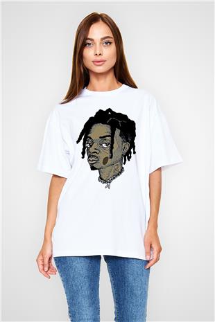 Playboi Carti Baskılı Beyaz Unisex Oversize Tişört - Tshirt
