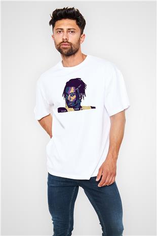 Playboi Carti Baskılı Beyaz Unisex Oversize Tişört - Tshirt