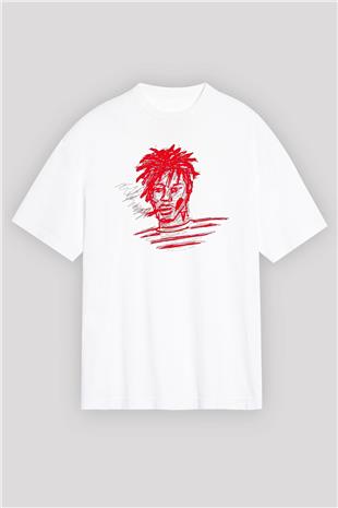 Playboi Carti Baskılı Beyaz Unisex Oversize Tişört - Tshirt