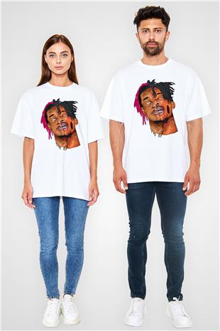 Playboi Carti Baskılı Beyaz Unisex Oversize Tişört - Tshirt