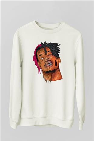 Playboi Carti Baskılı Beyaz Unisex Sweatshirt