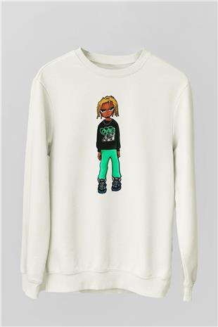 Playboi Carti Baskılı Beyaz Unisex Sweatshirt