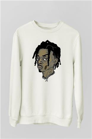 Playboi Carti Baskılı Beyaz Unisex Sweatshirt
