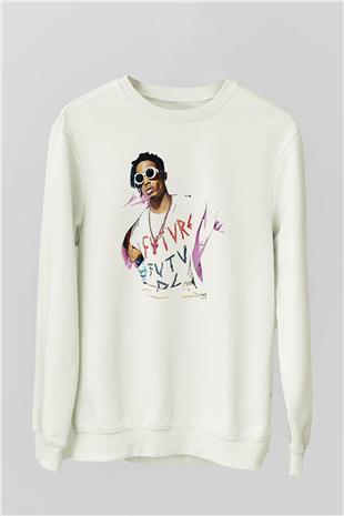 Playboi Carti Baskılı Beyaz Unisex Sweatshirt