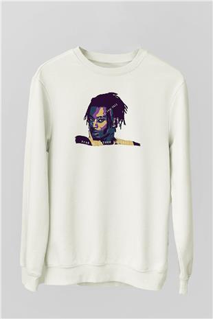 Playboi Carti Baskılı Beyaz Unisex Sweatshirt