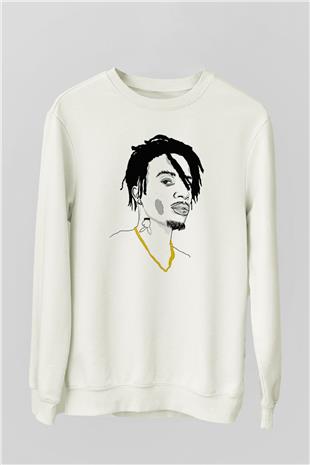 Playboi Carti Baskılı Beyaz Unisex Sweatshirt