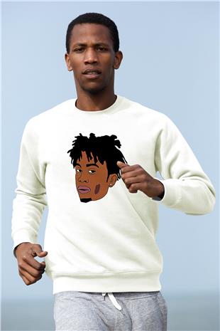 Playboi Carti Baskılı Beyaz Unisex Sweatshirt