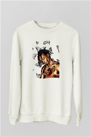 Playboi Carti Baskılı Beyaz Unisex Sweatshirt