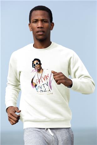Playboi Carti Baskılı Beyaz Unisex Sweatshirt