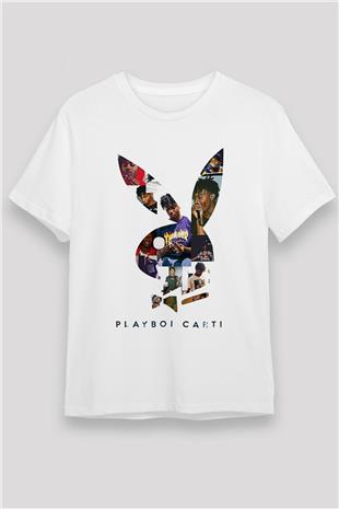 Playboi Carti Baskılı Unisex Beyaz Tişört - Tshirt