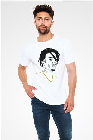 Playboi Carti Baskılı Unisex Beyaz Tişört - Tshirt