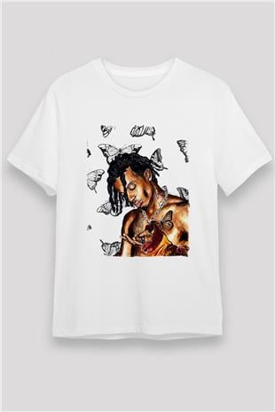 Playboi Carti Baskılı Unisex Beyaz Tişört - Tshirt