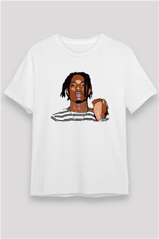 Playboi Carti Baskılı Unisex Beyaz Tişört - Tshirt