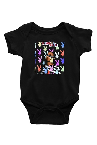 Playboi Carti Baskılı Unisex Siyah Bebek Body - Zıbın