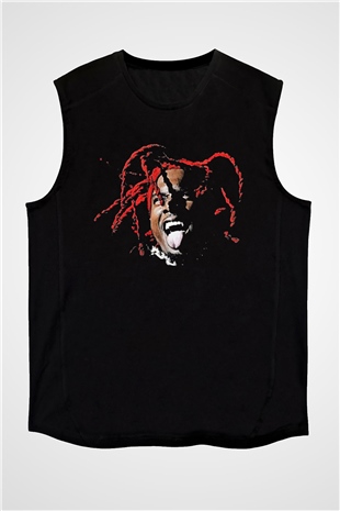 Playboi Carti Baskılı Unisex Siyah Kolsuz Tişört - Tshirt