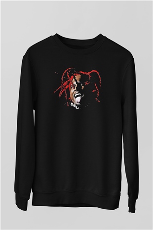 Playboi Carti Baskılı Unisex Siyah Sweatshirt