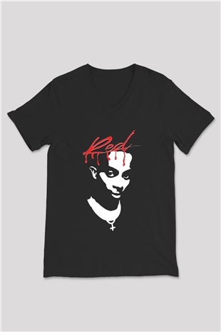 Playboi Carti Baskılı Unisex Siyah V Yaka Tişört - Tshirt