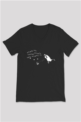 Playboi Carti Baskılı Unisex Siyah V Yaka Tişört - Tshirt