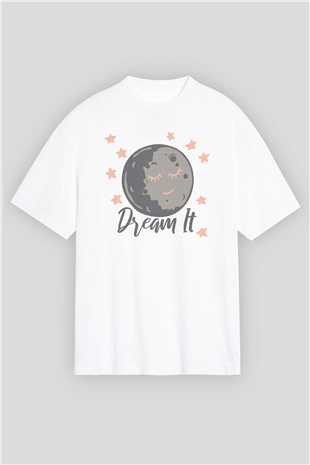Plüton Beyaz Oversize Tişört Oversize T-shirt - TişörtFabrikası