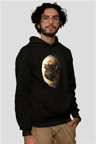 Plüton Siyah Unisex Hoodie