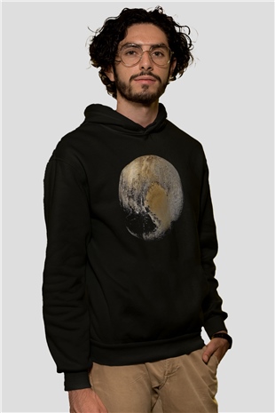 Plüton Siyah Unisex Hoodie