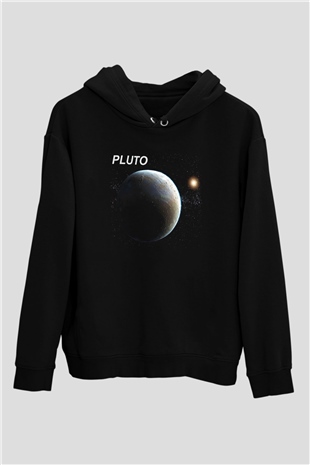 Plüton Siyah Unisex Hoodie