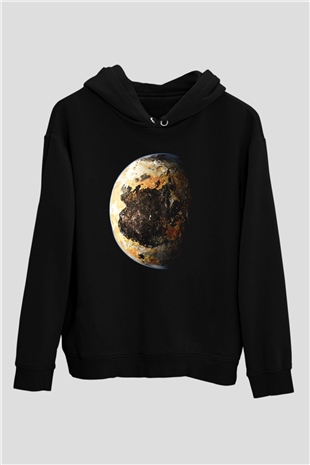 Plüton Siyah Unisex Hoodie