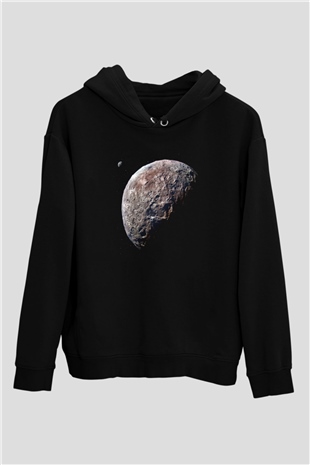 Plüton Siyah Unisex Hoodie