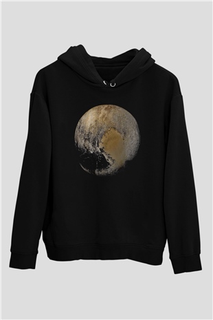 Plüton Siyah Unisex Hoodie