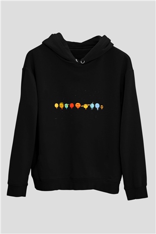 Plüton Siyah Unisex Hoodie