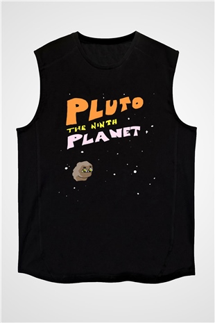Plüton Siyah Unisex Kolsuz Tişört