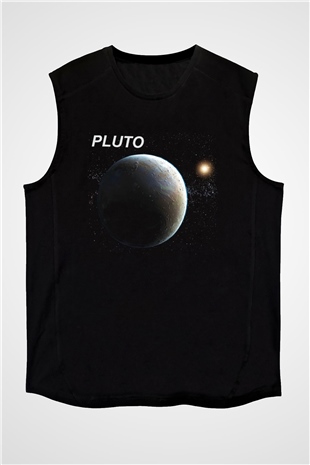 Plüton Siyah Unisex Kolsuz Tişört