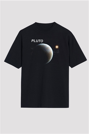 Plüton Siyah Unisex Oversize Tişört T-Shirt